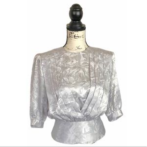 Vintage La Blouse Gray Silky Blouse Size 4